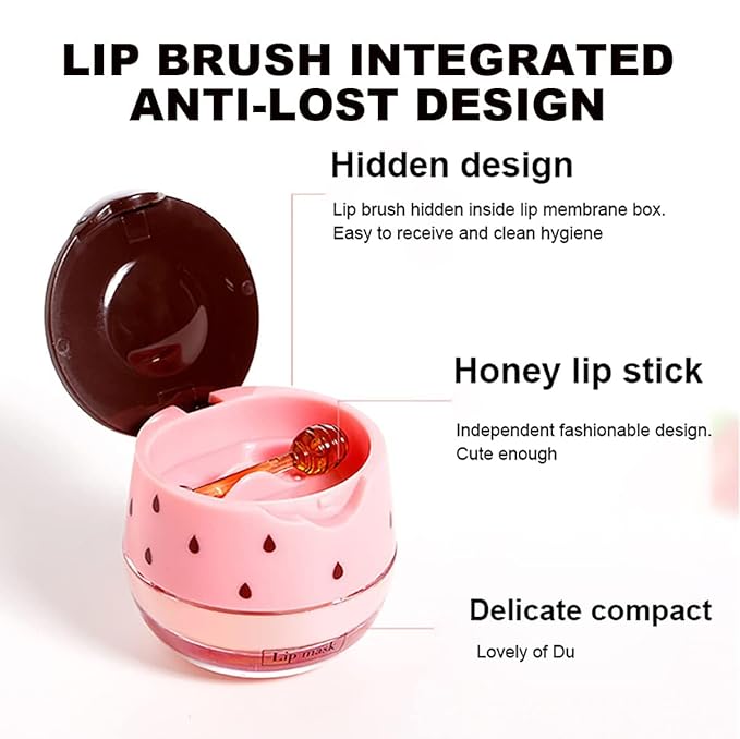 Strawberry Lip Balm Sleeping Lip Mask, Lip Balm with Stick, Lip Scrubs Exfoliator, Day & Night Lip Care - Hydrate Repair Prevent Dry (Strawberry)-BrightBean Baby