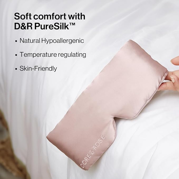 Dore & Rose Deep Sleep Mask Light Blocking, 23 Momme Mulberry Silk Eye Mask, Ultra Soft, Adjustable - Travel Sleeping Mask for Men & Women - Lotus-BrightBean Baby