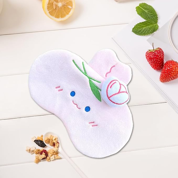 PERFECTSIGHT Rabbit Sleep Eye Masks, Cute Plush Sleep Eye Cover Lightweight Adjustable Eyeshade Faux Fur Mask Cover for Women Men Sleep Travel Nap, Pink Bunny Tulip-BrightBean Baby