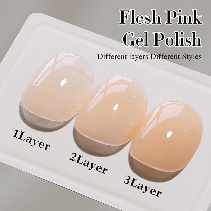 Double Rhythm Translucent Gel Polish Sheer Neutral Natural Light Milky Same Color Same Bottle 15ML Jelly UV Nail Polish Nail Art DIY at Home (Light Yellow Pink-A1423)-BrightBean Baby