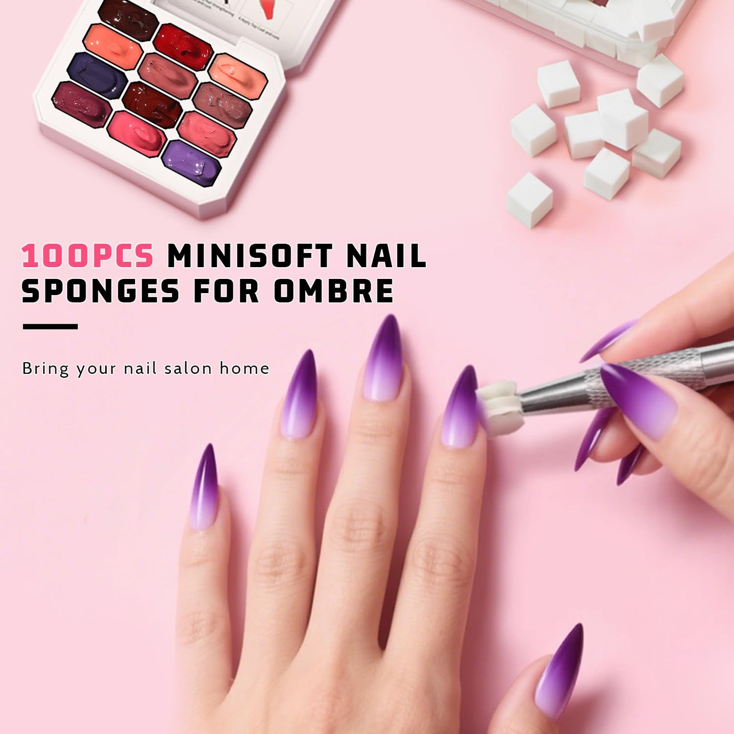 Sponge Pat Paint Nail Gel, Ombre Nails Gradient Gel Nail Blush Blooming Aura Nails Drawing Stripper Floral Painting DIY Nail Art, No Wipe, UV/LED Curing (12 Colors N)-BrightBean Baby