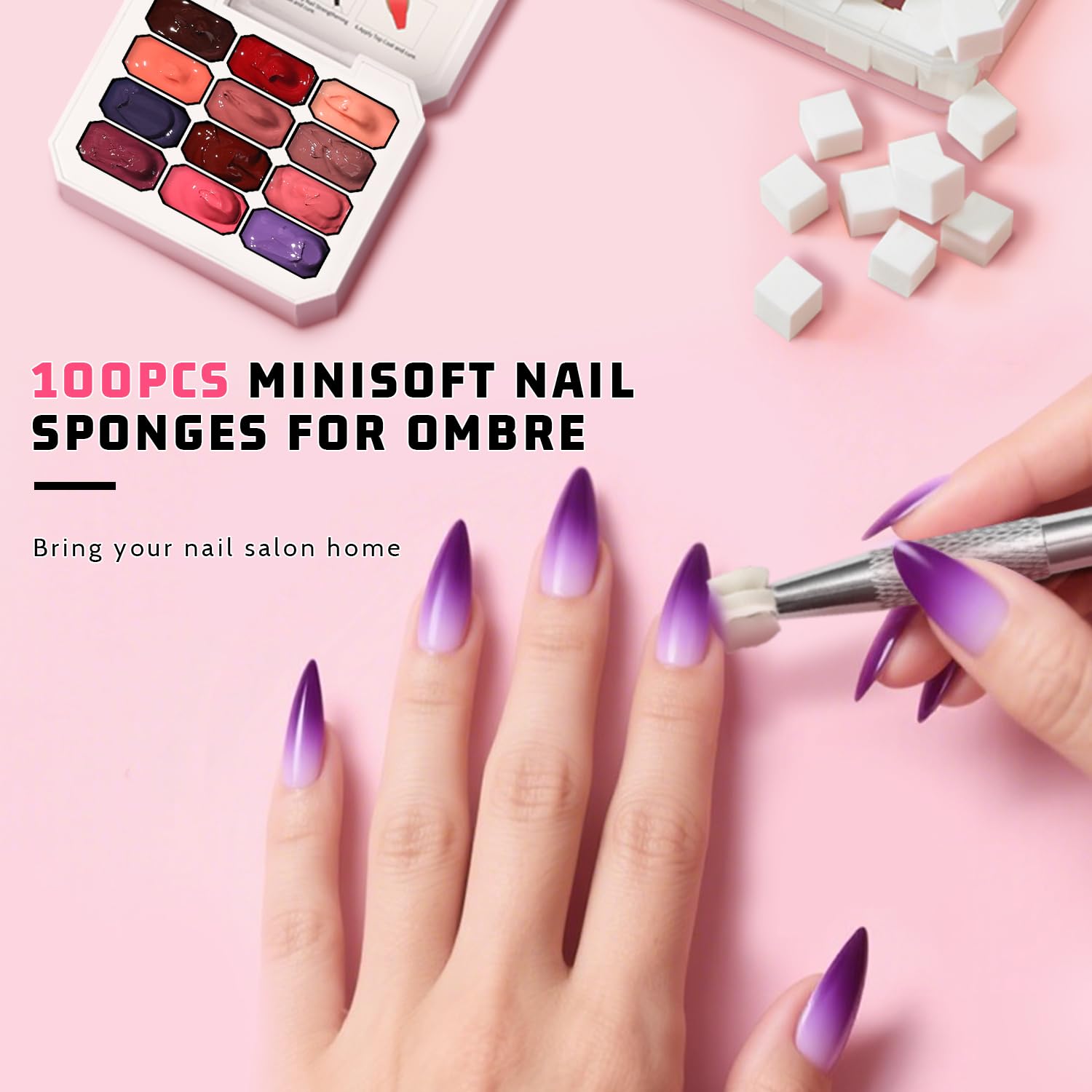 Sponge Pat Paint Nail Gel, Ombre Nails Gradient Gel Nail Blush Blooming Aura Nails Drawing Stripper Floral Painting DIY Nail Art, No Wipe, UV/LED Curing (12 Colors N)-BrightBean Baby