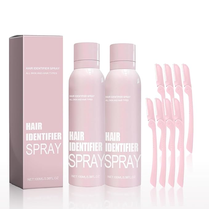 2pcs Hair Identifier Spray for Face Shaving, Skin Body Hair Identifying Spray With Razors,Hair identifier for Face Dermaplaning, Moisturizing and Skin Care Dermaplaner