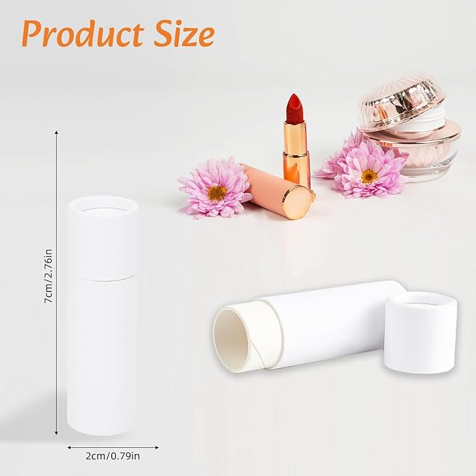 NICENEEDED 15 Pcs Kraft Paper Lipstick Tube, 0.4 Oz Paperboard Lip Balm Tubes, Cardboard Empty Deodorant Container Solid Perfume Tube Cosmetic Box for DIY Chapstick Deodorant Crayon-BrightBean Baby