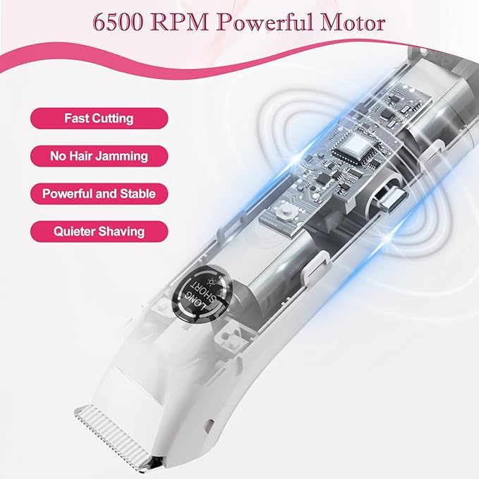 Upgrade Dermave Bikini Shaver, Dual Head 4 in 1 Bikini Trimmer for Women, IPX7 Waterproof Wet & Dry Use Electric Razor with Led Light and Display for Nose, Eyebrow, Bikini, Body (White)-BrightBean Baby