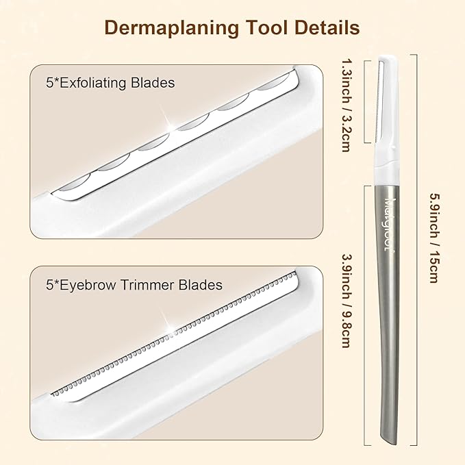 Dermaplaning Razor for Face - 10 Blade Refills, Dermaplaning Tool for Face Help Exfoliate and Smooth Skin, Easy-to-Use Facial Razors, Eyebrow Razor & Peach Fuzz Removal for Beauty-BrightBean Baby