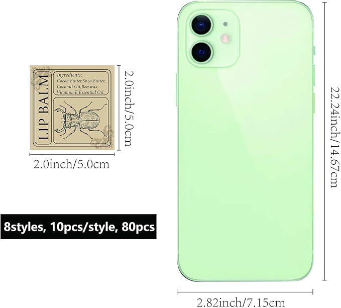 CRASPIRE Lip Balm Labels 80pcs Homemade Lip Balm Labels 2” Clear Lip Balm Labels for Tubes Printable Waterproof Lip Balm Stickers Labels for Lip Balm Handcream Candle Container（Insect-Brown）-BrightBean Baby
