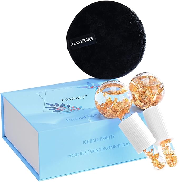 Ice Cryo Sticks Facial Globe with Golded Essence- 2PC Cooling Globes for Cold or Hot Skin Massagers, Face Globe for Skin Care Routine-BrightBean Baby