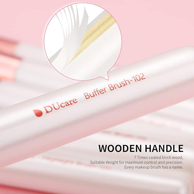 DUcare Makeup Brushes Set Professional 27Pcs Makeup Brushes Premium Synthetic Kabuki Foundation Blending Face Powder Blush Concealers Eye Shadows Make Up Brushes Kit White-BrightBean Baby