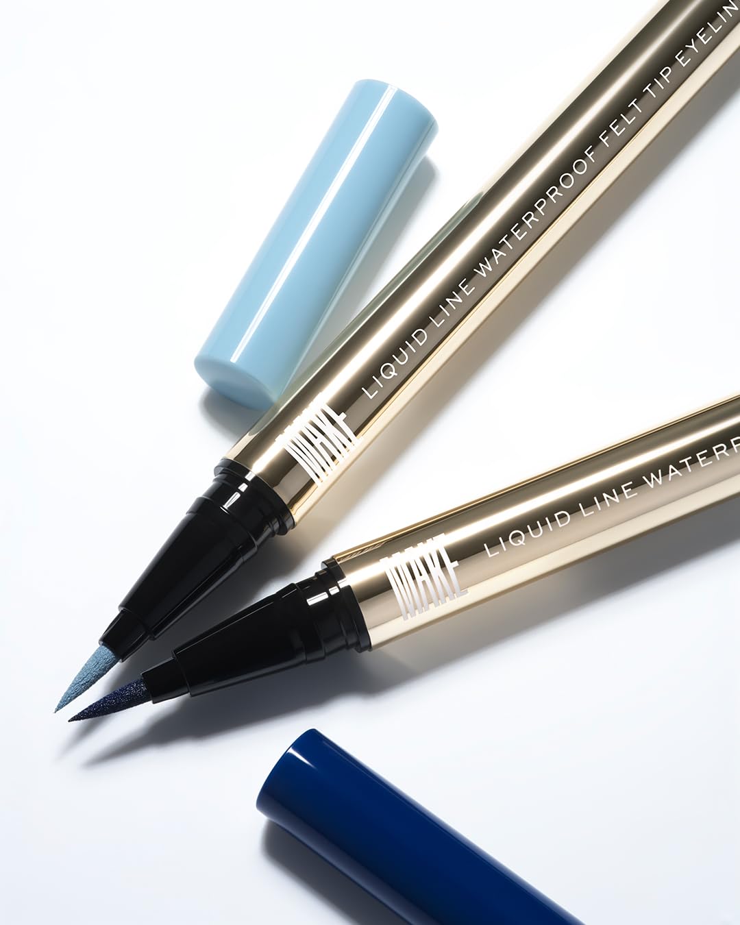 MAKE Beauty Liquid Line Waterproof Liquid Eyeliner Pen. Smudge-Proof Felt Tip for Precise Application of Lines, Wings, and Graphics. Long Lasting Eye Liner - Shade, Wavelength-BrightBean Baby