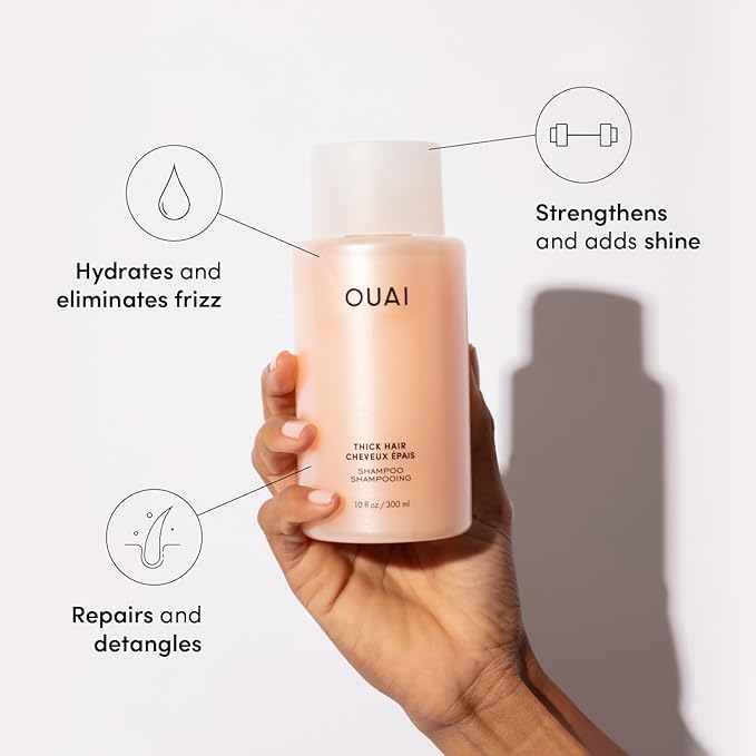 OUAI Thick Shampoo Refill - Moisturizing Shampoo with Keratin, Marshmallow Root, Shea Butter & Avocado Oil for Thick Hair - Strengthens & Hydrates - Paraben, Phthalate & Sulfate Free (32 Fl Oz)-BrightBean Baby