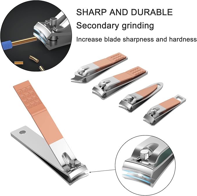 Manicure Set Personal Care, Nail Clipper Kit, Professional Nail Clipper Pedicure Set, Nail Tools with Luxurious Travel Case, Gifts for Men Women Family Friend, 31 Pieces (Pink)-BrightBean Baby