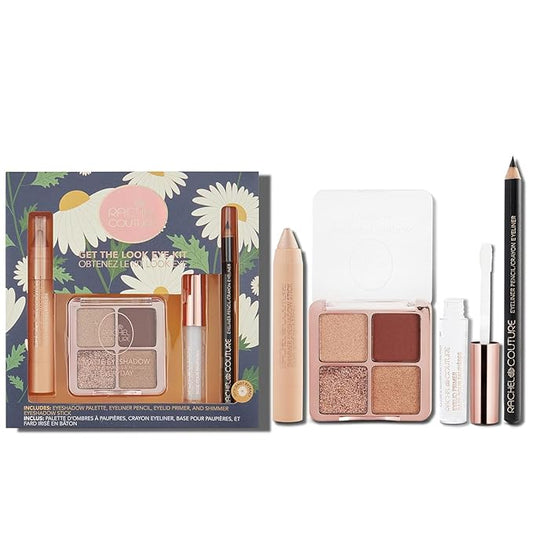 Rachel Couture Get the Look Eye & Lip Makeup Kit with Eyeshadow Palette, Eyeliner Pencil, & Eyelid Primer | Infused with Daisy Extract | Vegan & Cruelty-Free-BrightBean Baby