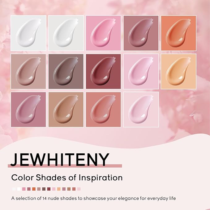 JEWHITENY 14 Colors Poly Extension Gel Nail Kit With U V Lamp Nude Pink White Brown All In One Poly Gel Starter Kit With Base Top Coat Manicure Salon Frence Nail Art DIY-BrightBean Baby