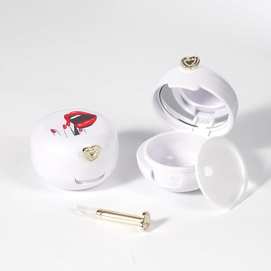 2 Pack Lip Balm Containers,Plastic Portable Empty Lip Balm Container with Mirror and Silicone Lip,Empty Lipstick Dispenser Box for Travel,Home-BrightBean Baby