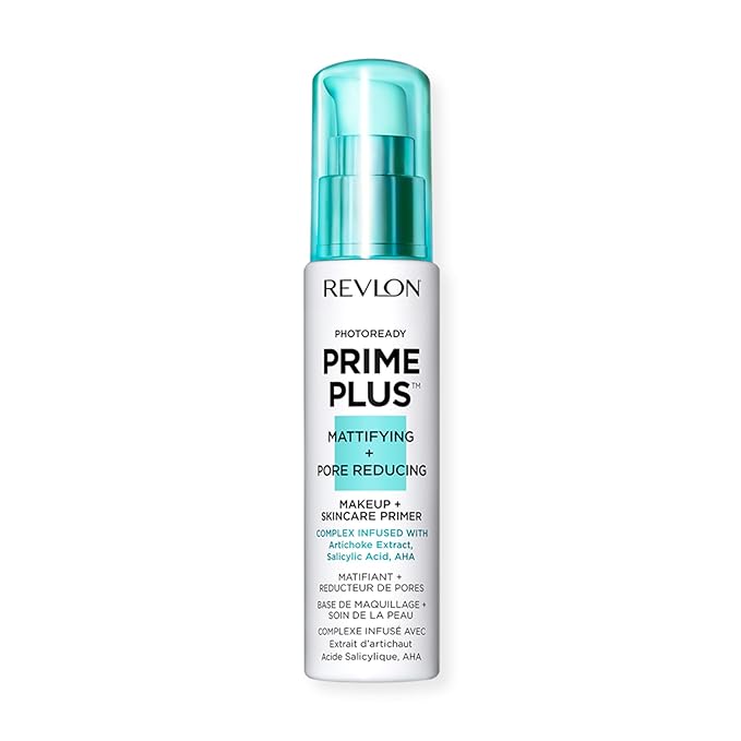 Revlon Face Primer, PhotoReady Prime Plus Face Makeup for All Skin Types, Blurs & Fills in Fine Lines, Infused with Salicylic Acid and AHA, Mattifying & Pore Reducing, 1 Oz-BrightBean Baby