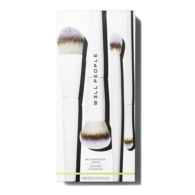 Well People Bio Complexion Brush Set, 4-Piece Face Brush Set For All Complexion Products, For Liquids, Powders & Creams, Cruelty-free Bristles-BrightBean Baby