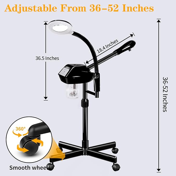 Facial Steamer for Deep Hydration, 2in1 Ozone Face Steamer with 5X Magnifying Lamp, Professional Facial Steamer, Suitable for Home Use or Beauty Spa Deep Cleansing and Hydration-BrightBean Baby