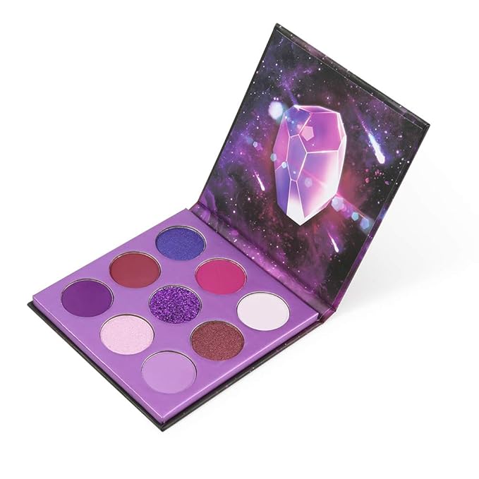 docolor Eyeshadow Palette 9 Colors Gemstone Shadow Palette Highly Pigmented Mattes Shimmers Smokey Glitter Cream Colorful Powder Blendable Long Lasting Waterproof Makeup Palette-Purple-BrightBean Baby