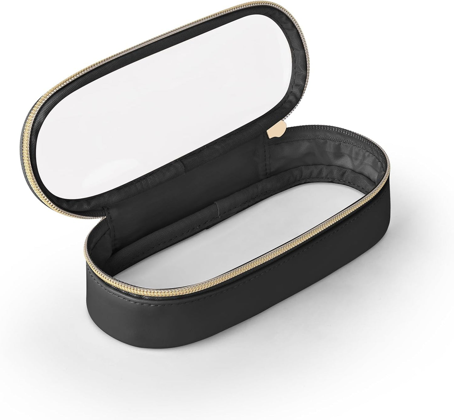 Clear Travel Makeup Brush Holder, Leather Makeup Brush Toiletry Bag, Portable Cosmetic Brush Case, Transparent Waterproof Makeup Brush Storage Bag, Black-BrightBean Baby