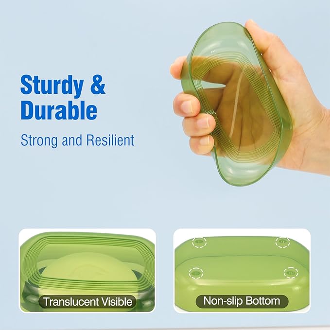 Soap Holder - Portable Travel Soap Case with Draining Layer - Perfect for Bathroom, Gym, Camping, Traveling (Green)-BrightBean Baby