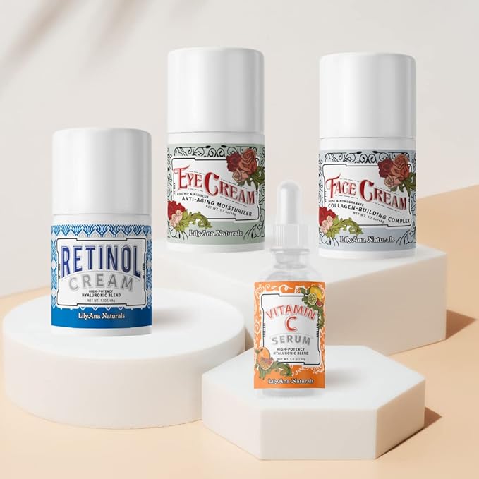LilyAna Naturals Skincare Gift Set - Retinol Cream, Vitamin C Serum, Eye Cream and Face Cream Moisturizer - Anti Aging Skin Care Sets for Women-BrightBean Baby