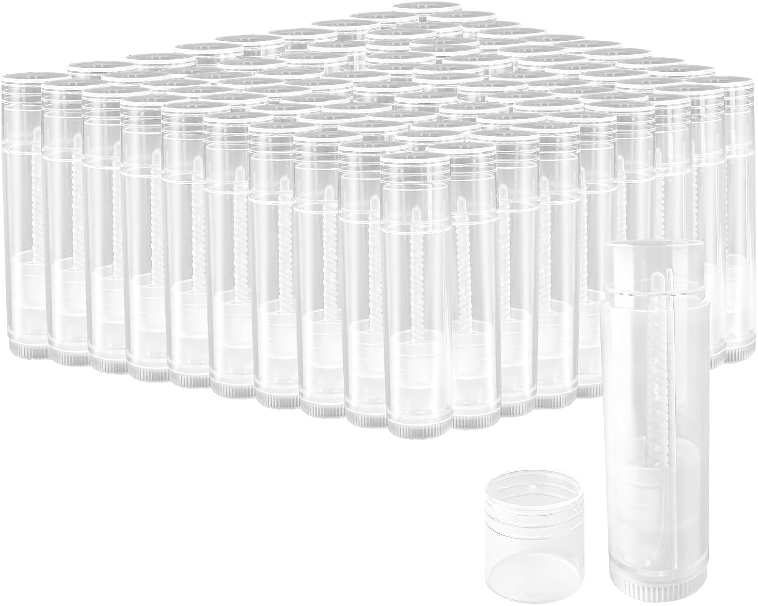 Empty Lip Balm Tubes for DIY Lipstick with Leak-proof Caps, 100-Pack Lip Balm Containers BPA Free, White-BrightBean Baby
