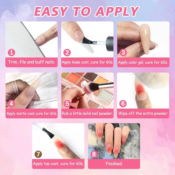 Neon Phosphor Nail Powder Set - 10 Colors, Fluorescent Glitter Gradient, Iridescent Rubbing Dust, Ombre Brush for DIY Nail Art-BrightBean Baby