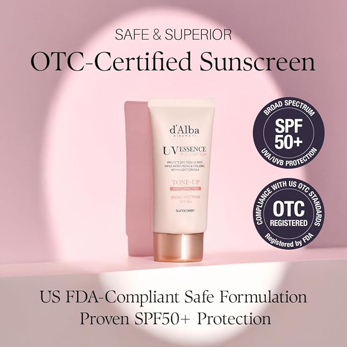d'alba Piedmont Waterfull Tone-Up Sunscreen Serum BROAD SPECTRUM SPF 50 + Korean Sunscreen for Face, All Skin Tones, Sweat Proof Formula (1.69 fl.oz.)-BrightBean Baby