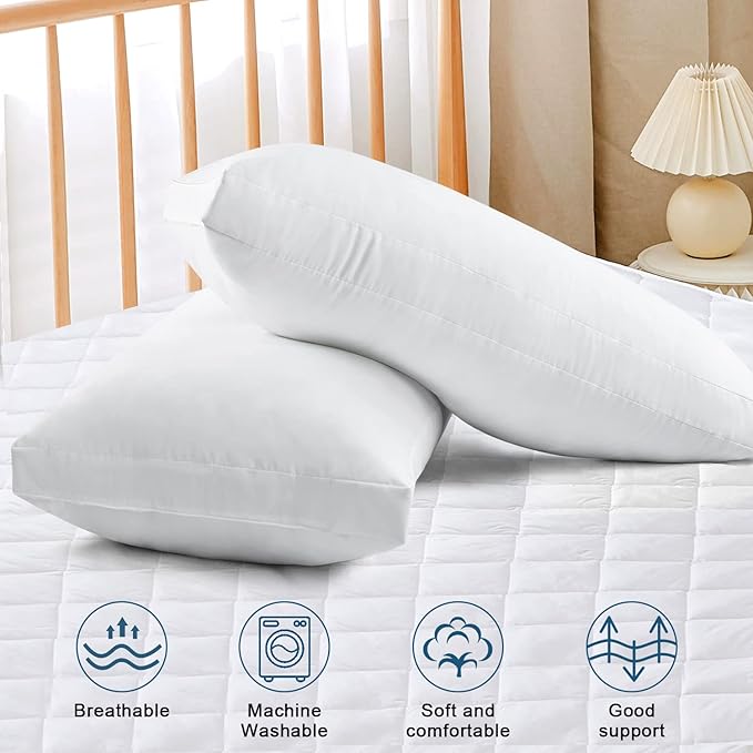 EIUE Bed Pillows Queen Size - Down Alternative Sleeping Pillows 2 Pack White