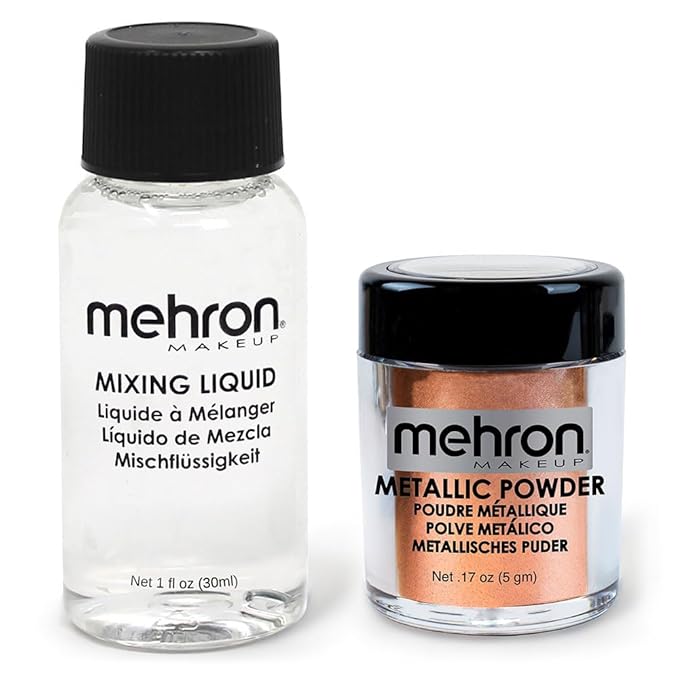 Mehron Makeup Metallic Powder (.17 oz) with Mixing Liquid (1 oz) (COPPER)-BrightBean Baby