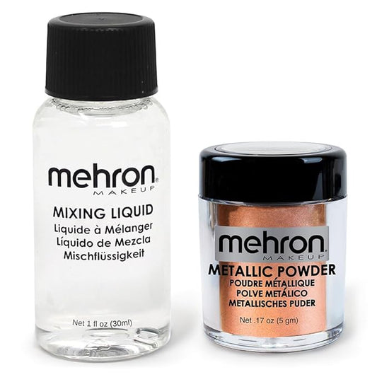 Mehron Makeup Metallic Powder (.17 oz) with Mixing Liquid (1 oz) (COPPER)-BrightBean Baby