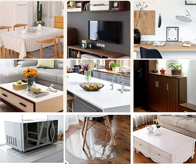 NECAUX Custom 14 x 60 Inch Clear Desk Cover Protector, 1.5mm Thick Plastic Clear Table Pad Desk Mat Desk Protector for Office Computer Writing Desk, Console Table, Media Stand