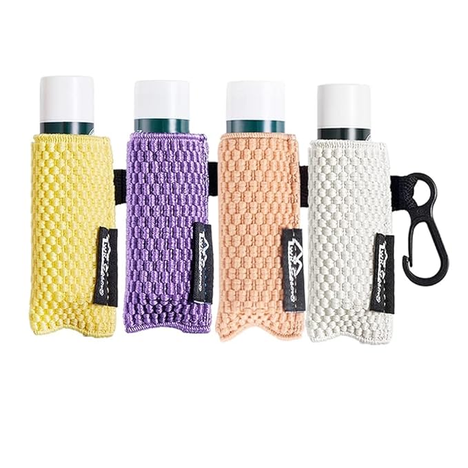 WKieason Lip Balm Sleeves Holder Keychain 4pcs Clip on Chapstick Keychain Holder Pouch Tight-Knit Elastic Lipstick Key Chain Holder-BrightBean Baby