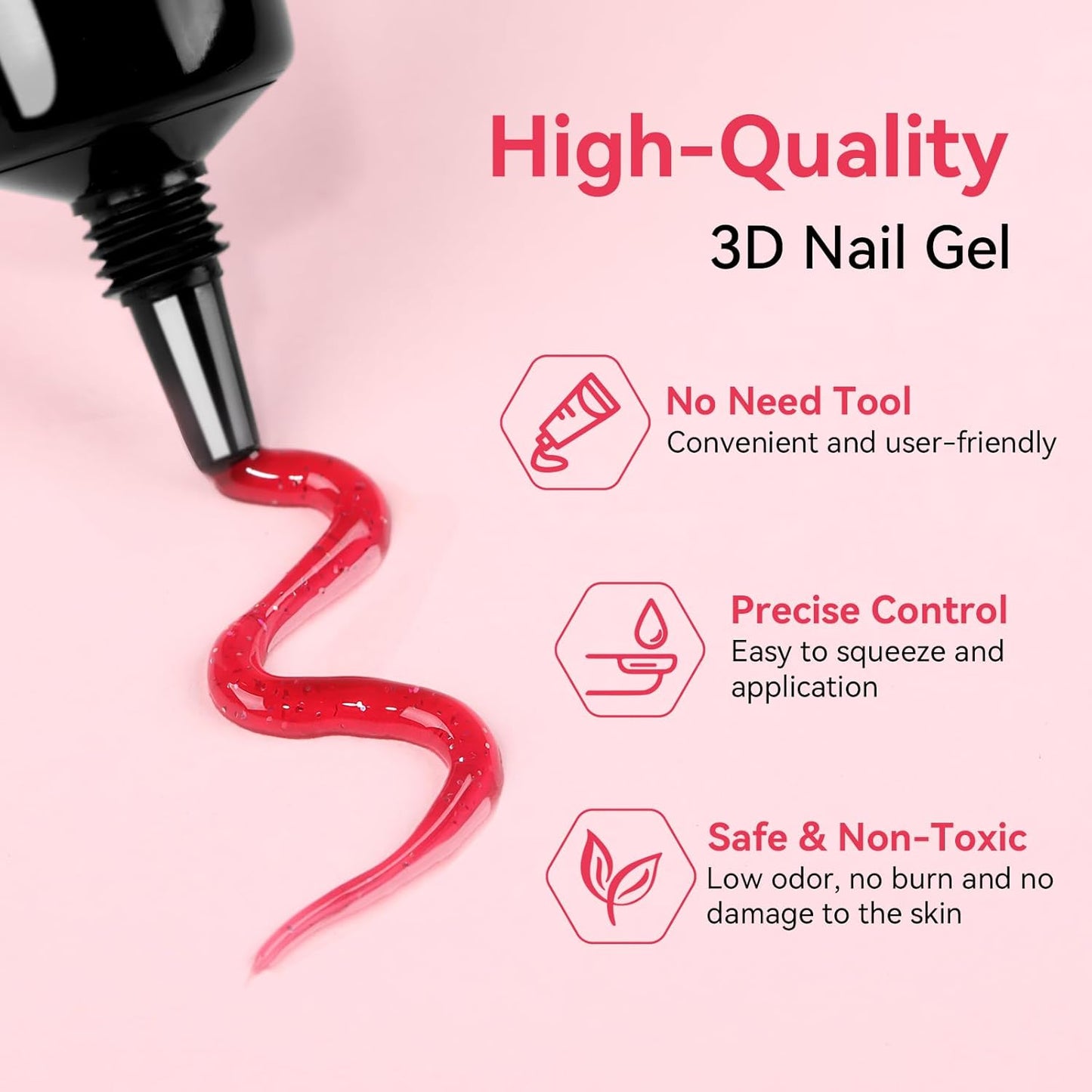 Makartt 3D Gel Nail Art: 3D Sculpting Gel for Nail Art Design 15ml 3 in 1 No Wipe Gel Polish for Drawing Carving Nails Gel, Molding Embossed Gels for Nail Decoration DIY Manicure - Glistening Cheer-BrightBean Baby