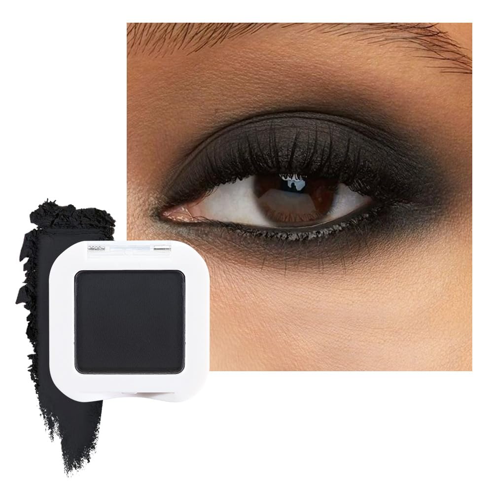 Matte Single Eye Shadow Palette Makeup, Matte Black Monochrome Eyeshadow For Old Women, Mini Pressed Monochrome Pigmented Waterproof Sombras Para Ojos,Vegan, Talc, Paraben&Cruelty Free, 07-BrightBean Baby