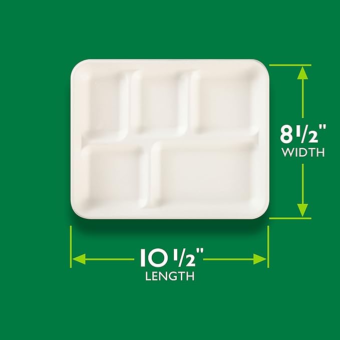 Hefty ECOSAVE Compostable 5-Compartment Paper Trays, 12 Count