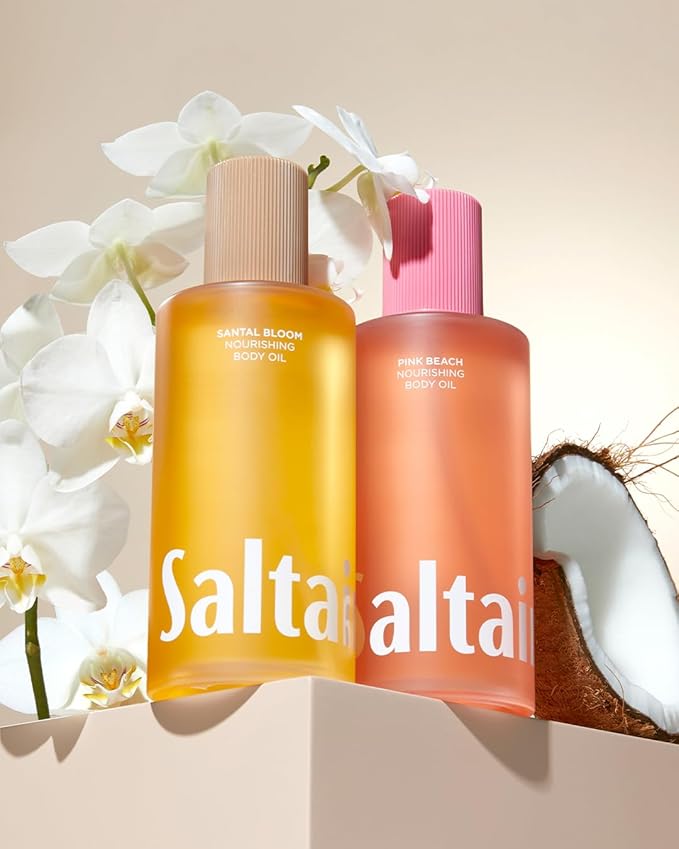 Saltair Body Oil. Jumbo Size Pink Beach After Shower and Bath Oil Moisturizer for Women and Men. Botanical, Non-Greasy, and Well-Absorbing Lotion for Hydrating Dry Skin. 10oz Bottle-BrightBean Baby