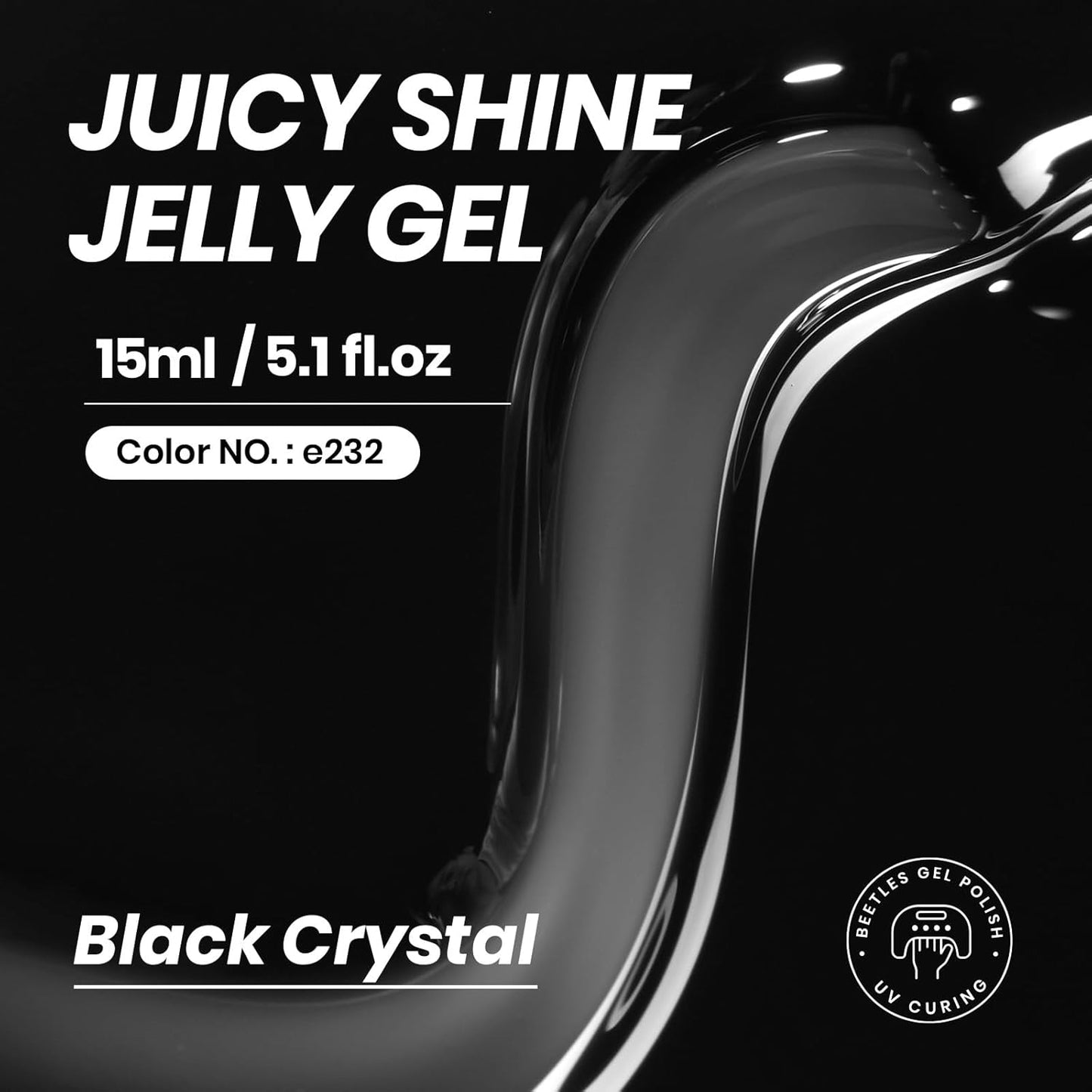 Beetles Black Jelly Gel Nail Polish - 15ML Sheer Black Gel Polish Neutral Jelly Translucent Effect Soak Off UV French Nail Art DIY Home Manicure Gift for Women-BrightBean Baby