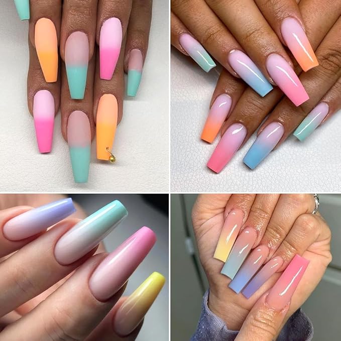 Neon Phosphor Nail Powder Set - 10 Colors, Fluorescent Glitter Gradient, Iridescent Rubbing Dust, Ombre Brush for DIY Nail Art-BrightBean Baby