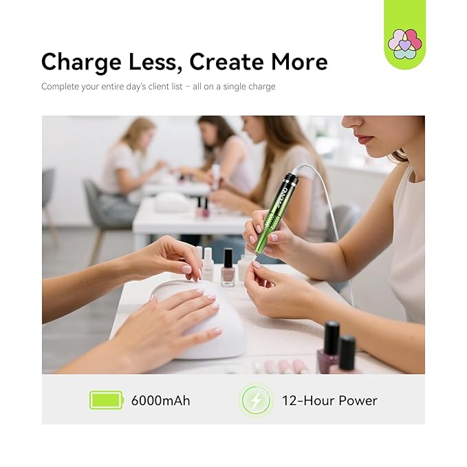 SAVILAND Advanced 50000RPM Professional Nail Drill : Portable Electric Nail File Nail Supplies Electric Nail Drill 6000MAh Drill para Uñas Nail Filer Electric with Drill Bits for Acrylic Nail Kit-BrightBean Baby