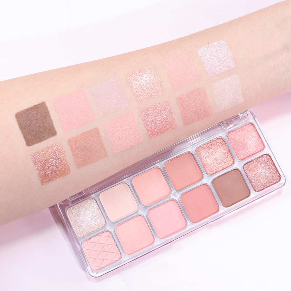 AMY'S DIARY 12Color Light Pink Purple Eyeshadow Palette, Long-Lasting, and Highly Pigmented. Elevate Your Eye Makeup– Unleash Your Unique Style (07#)-BrightBean Baby