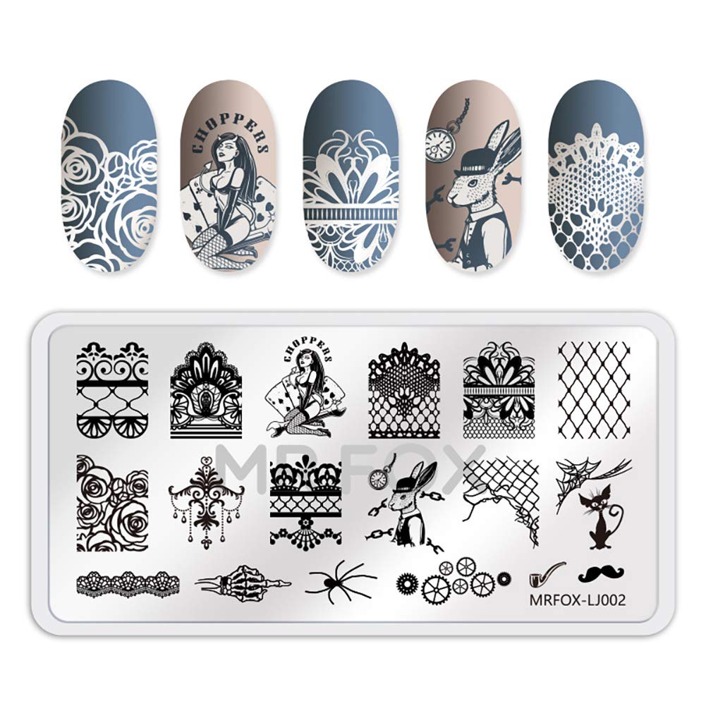 Mr. Fox Nail Print Board Set Graffiti Star Marble Pattern Bark Pattern Lace Abstract Pattern Art DIY hot Stamping Template-BrightBean Baby