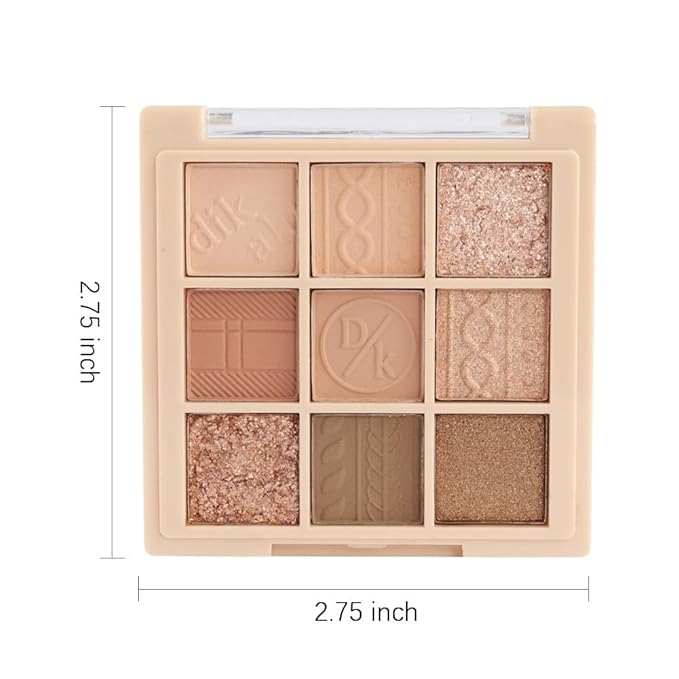 9Colors Neutral Eye Shadow Palette Eyeshadow Kit Nudes,Matte Glitter Natural Neutral Eyeshadow Palettes for Hazel Eyes Highly Pigmented Long Lasting Naturing-Looking Travel Eyeshadow Nude Palette-BrightBean Baby