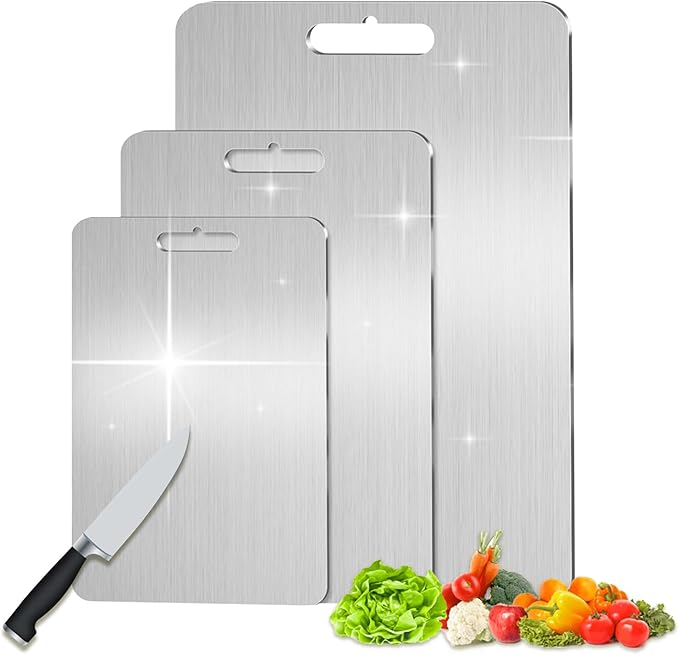 100% Pure Titanium Cutting Boards for Kitchen Suitable for restaurant and home food Meat &Vegetable &Pizza Can be Washed in a Dishwasher Safe Tabla Para Picar Para Cocina (14.2"Lx10"W)