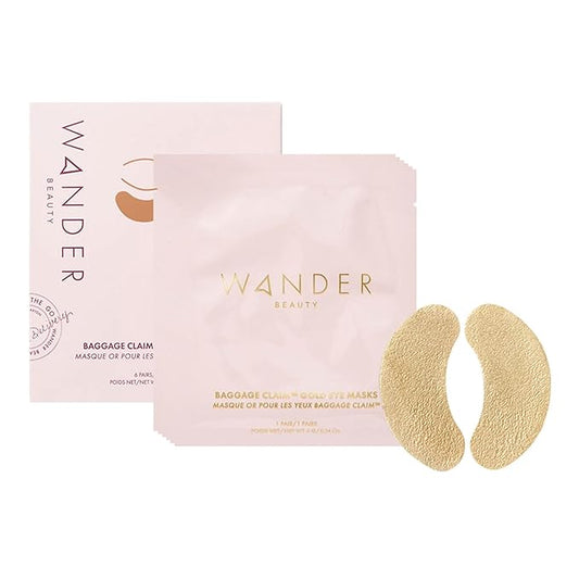 Wander Beauty Baggage Claim - Gold Foil Under Eye Patches For Dark Circles and Puffiness - Under Eye Mask Depuffs & Firms - Brightening Eye Mask for Under Eye Bags (6 Pairs)-BrightBean Baby