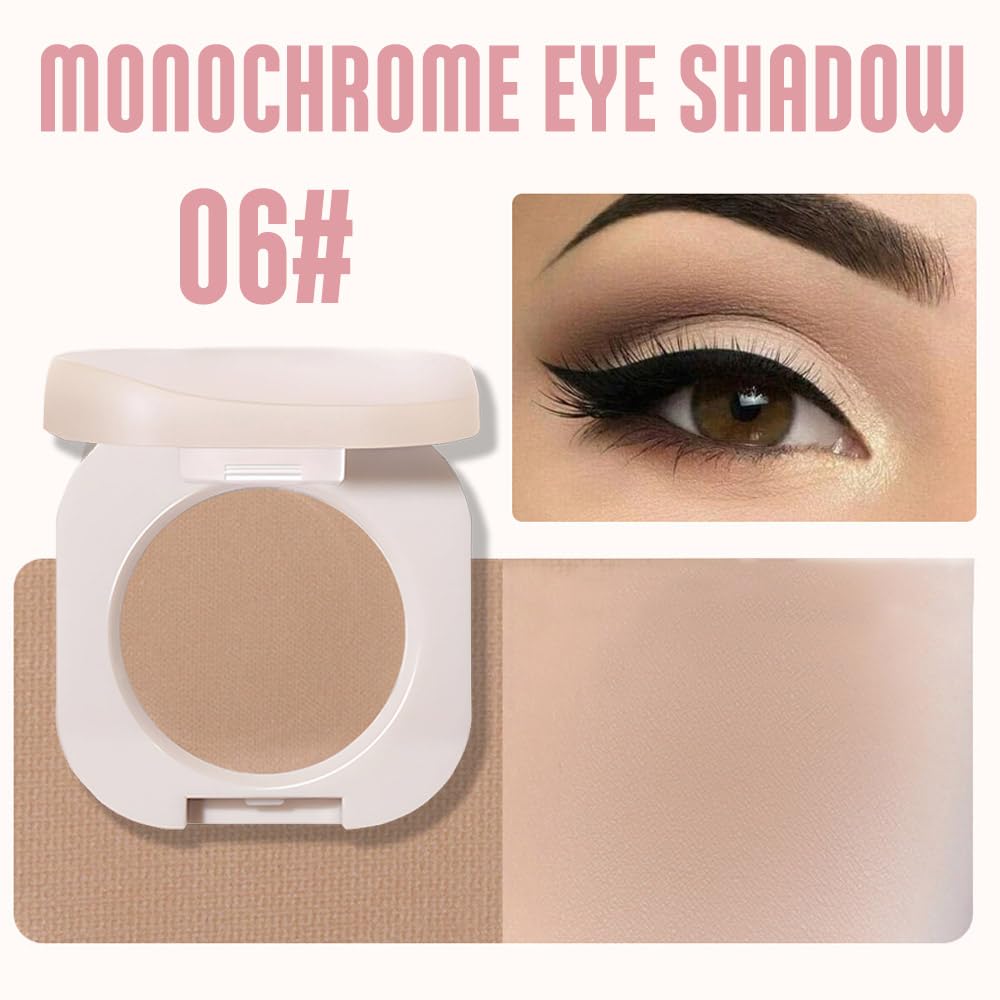 Matte Eyeshadow Monochrome, Rice Brown Eye Shadow Makeup, Neutral Matte Pressed Powder, Single Vegan Eyeshadow, Highly Pigmented Natural Eyeshadow Palette,Single Long Lasting Deep Nature Eye Make 06#-BrightBean Baby
