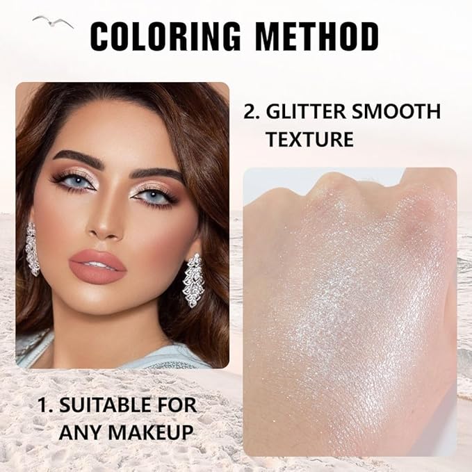 evpct Pear White Shimmer Single Eye shadow Palette Makeup for Older Women, Glitter Sparkly Pearl Shimmer Cream Eyeshadow Palette Brightener Make up, High Pigment Waterproof Monochrome Mini Eyeshadow-BrightBean Baby