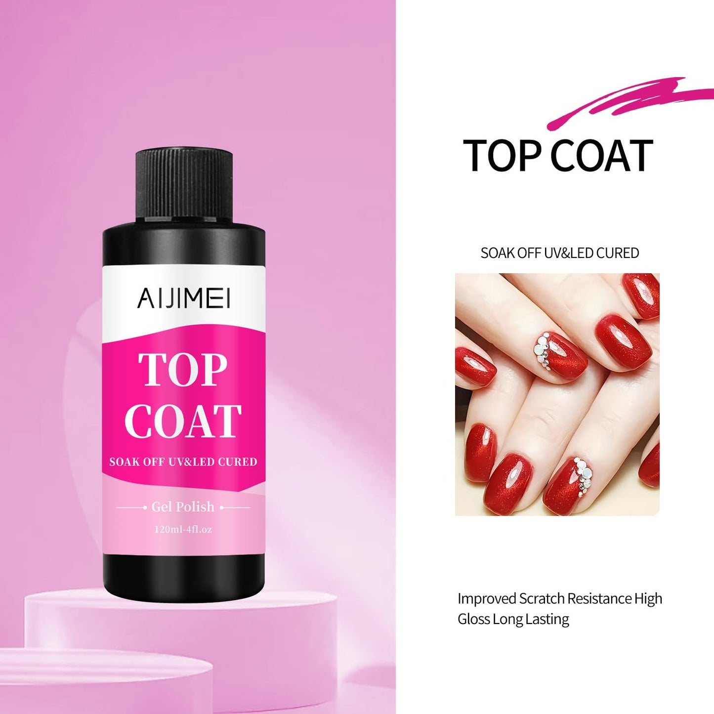 AIJIMEI 120ml Top Coat Nail Polish Premium Gel Top Coat 4 Fl Oz Long Lasting,Top Coat for Gel Nail Polish – Nail Art Topcoat for Salon-Grade Nails at Home-BrightBean Baby