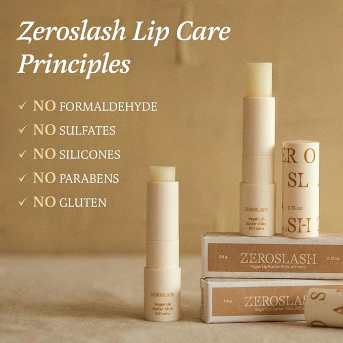 Zeroslash Vegan Lip Butter Stick with Shea Butter & Squalane 0.13oz – Hydrating Lip Balm for Dry, Chapped Lips | Plant-Based Lip Care with 6 Natural Oils | Overnight Lip Mask | Pack of 3-BrightBean Baby